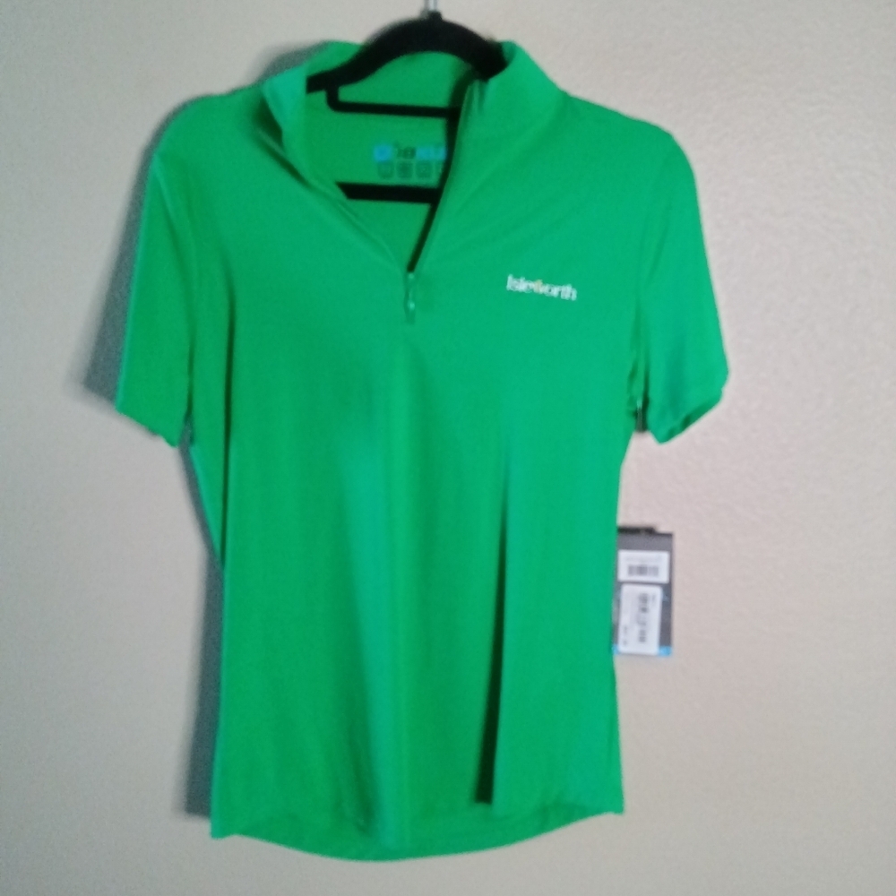 IBKUL Isleworth Ladies Polo Zip Mock Neck Green XS NWT - Picture 2 of 11